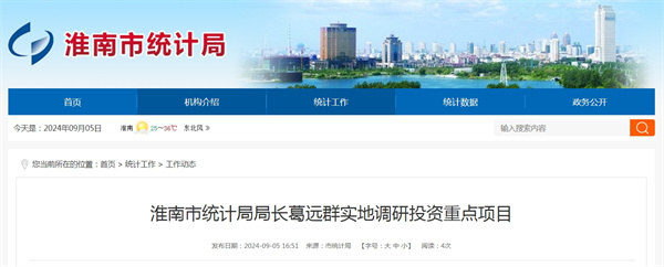 淮南市統計局局長葛遠群實地調研投資重點項目